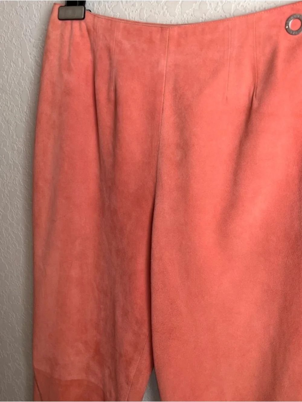 Chanel Vintage 1999 Salmon Pink Suede Goat Skin Pants FR 40 Rare